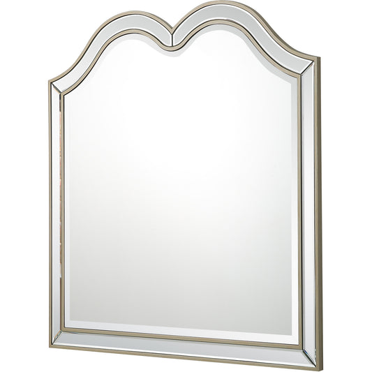 Miroir décoratif fantaisie en bois de couleur champagne de 35 po