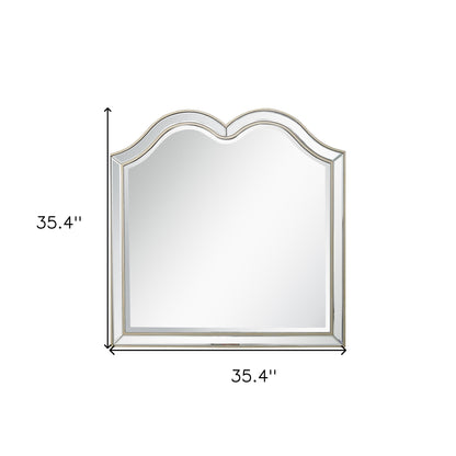 Miroir décoratif fantaisie en bois de couleur champagne de 35 po