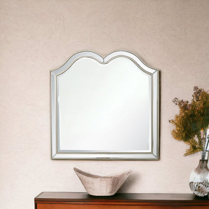 Miroir décoratif fantaisie en bois de couleur champagne de 35 po