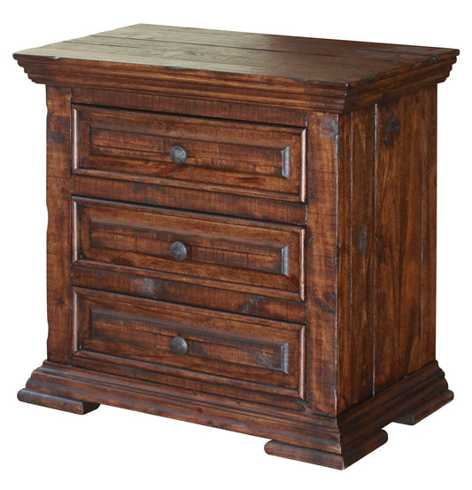 32" Brown Three Drawer Nightstand