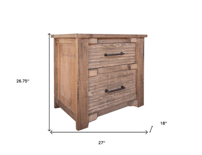 Table de nuit à deux tiroirs marron de 27 po