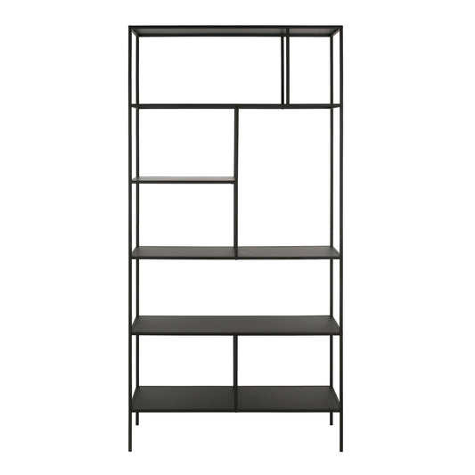 72" Black Metal Six Tier Etagere Bookcase