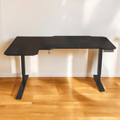 Bureau d'ordinateur réglable en forme de L noir de 59 po