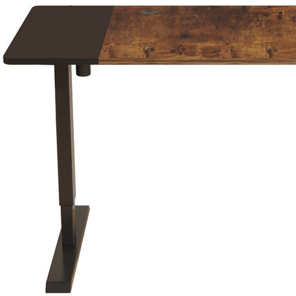 Bureau d'ordinateur réglable de 55 po marron et noir