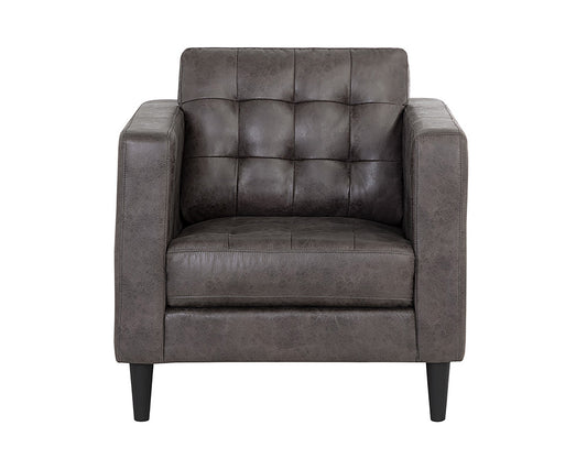 Fauteuil capitonné en tissu gris et expresso de 32 po