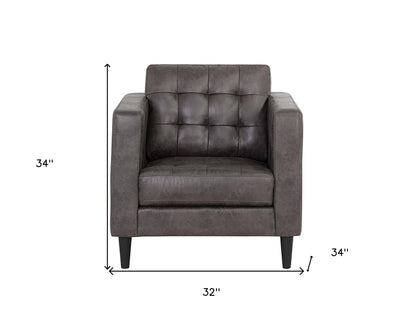 Fauteuil capitonné en tissu gris et expresso de 32 po