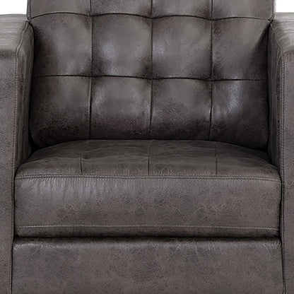 Fauteuil capitonné en tissu gris et expresso de 32 po