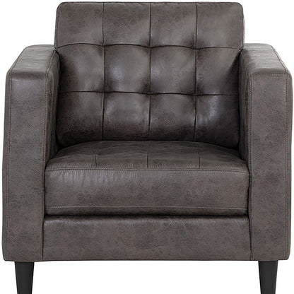 Fauteuil capitonné en tissu gris et expresso de 32 po