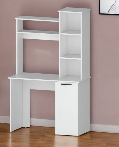 Bureau d'ordinateur blanc de 39 po avec huche