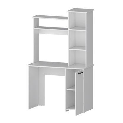 Bureau d'ordinateur blanc de 39 po avec huche