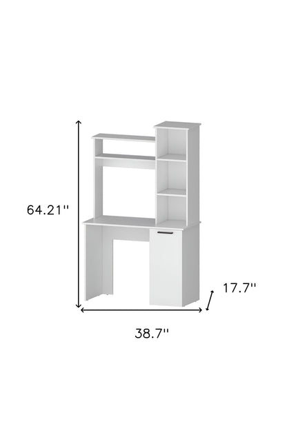 Bureau d'ordinateur blanc de 39 po avec huche