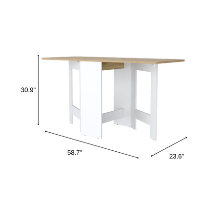 24" Brown And White Folding Sled Base Dining Table