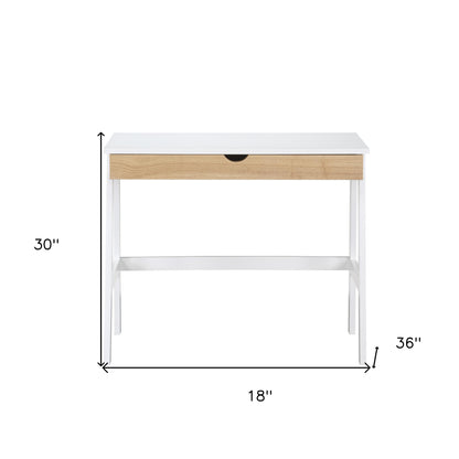 Bureau d'écriture blanc et naturel de 36 po