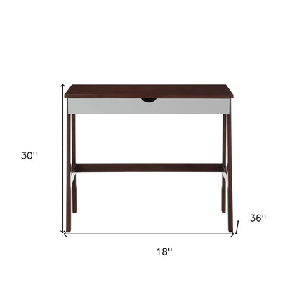 Bureau d'écriture brun et blanc de 36 po