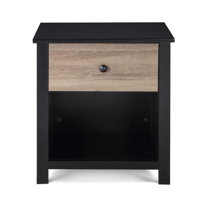 24" Black and Tan One Drawer Nightstand