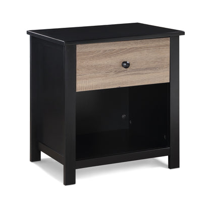 24" Black and Tan One Drawer Nightstand