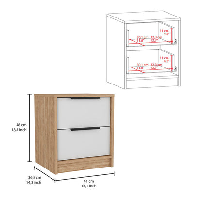 Commode blanche à deux tiroirs de 47 po