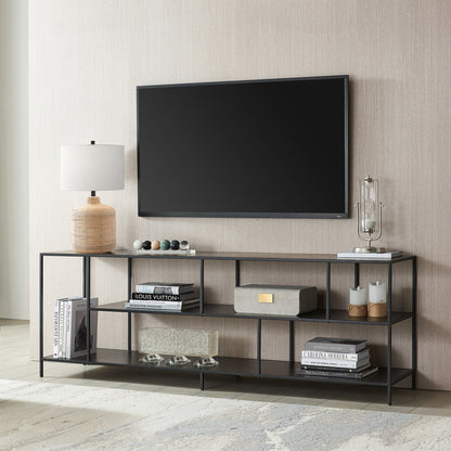 70" Black Metal Open shelving TV Stand