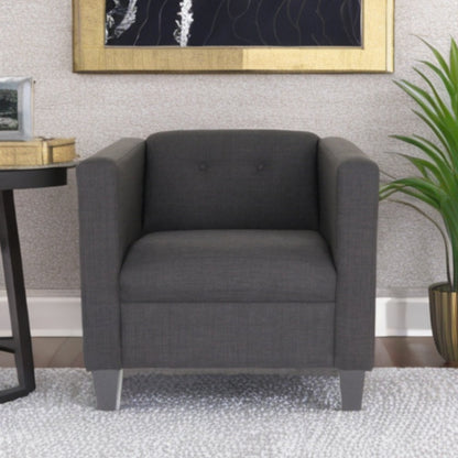 Fauteuil capitonné rembourré gris foncé de 30 po