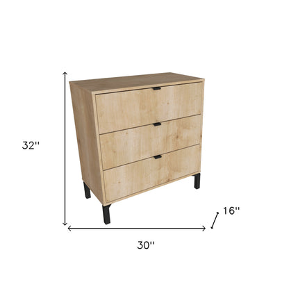 Commode à trois tiroirs naturelle de 30 po