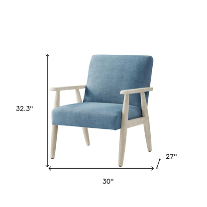 Fauteuil en lin bleu clair et crème de 30 po