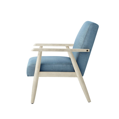 Fauteuil en lin bleu clair et crème de 30 po