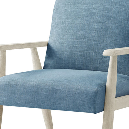 Fauteuil en lin bleu clair et crème de 30 po