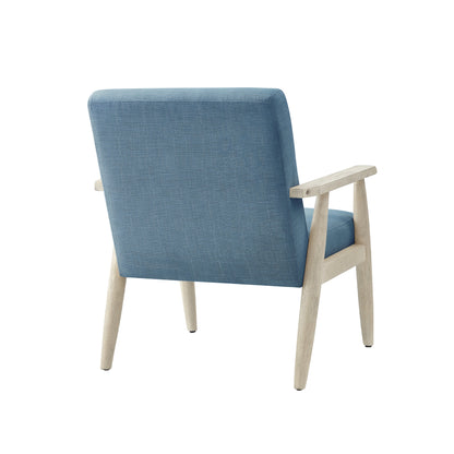 Fauteuil en lin bleu clair et crème de 30 po