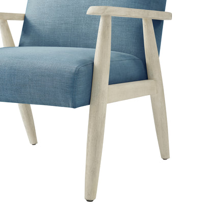 Fauteuil en lin bleu clair et crème de 30 po