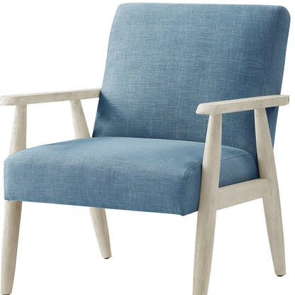 Fauteuil en lin bleu clair et crème de 30 po