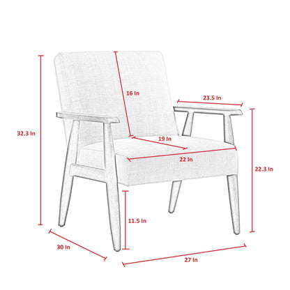 Fauteuil en lin bleu clair et crème de 30 po