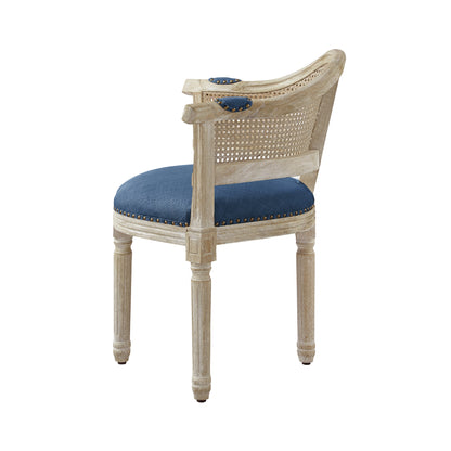 Fauteuil en lin bleu marine et beige de 24 po