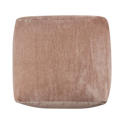 18" Ivory Chenille Cube Pouf Ottoman