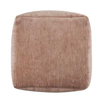 18" Ivory Chenille Cube Pouf Ottoman