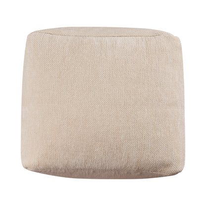 18" Ivory Chenille Cube Pouf Ottoman