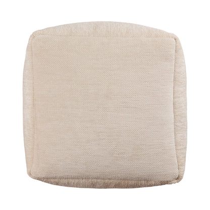 18" Ivory Chenille Cube Pouf Ottoman