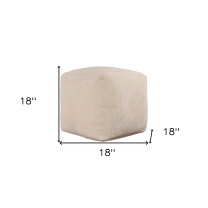 18" Ivory Chenille Cube Pouf Ottoman