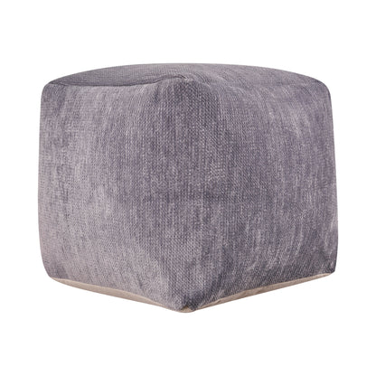 18" Ivory Chenille Cube Pouf Ottoman