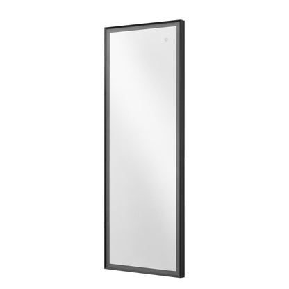 Miroir d'appoint avec cadre en métal éclairé noir de 53 po