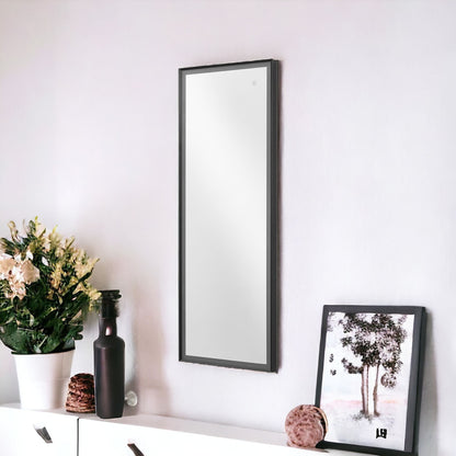 Miroir d'appoint avec cadre en métal éclairé noir de 53 po