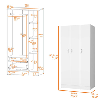 Commode blanche à deux tiroirs de 35 po