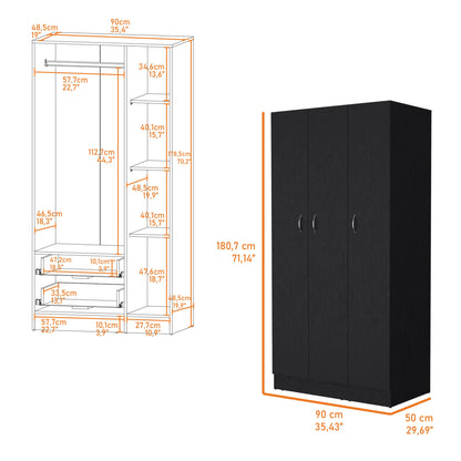 Commode combinée noire à deux tiroirs de 35 po