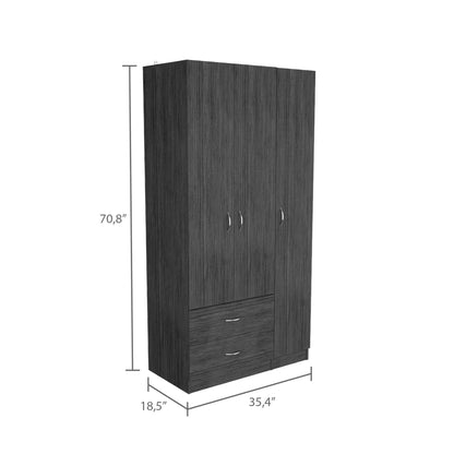 35" Dark Gray Two Drawer Combo Dresser