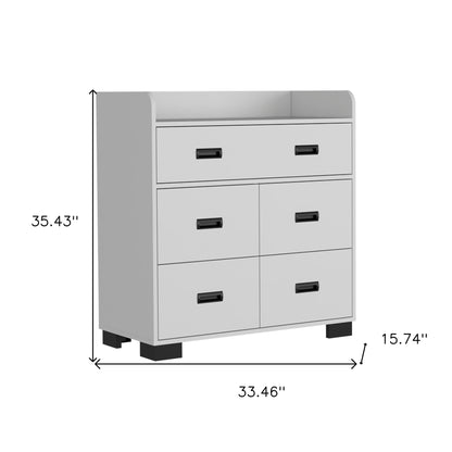 33" White Five Drawer Dresser