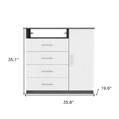 Commode combinée à quatre tiroirs blanche et grise de 36 po