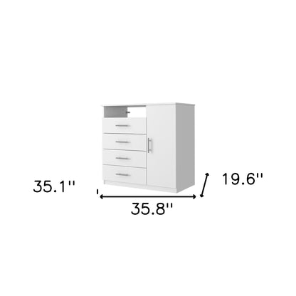 Commode blanche à quatre tiroirs de 36 po