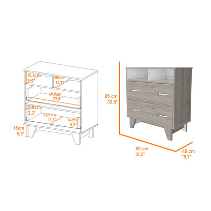 Commode à deux tiroirs en chêne de 32 po