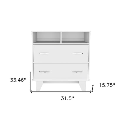 Commode blanche à deux tiroirs de 32 po