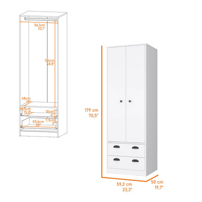 Commode blanche à deux tiroirs de 23 po