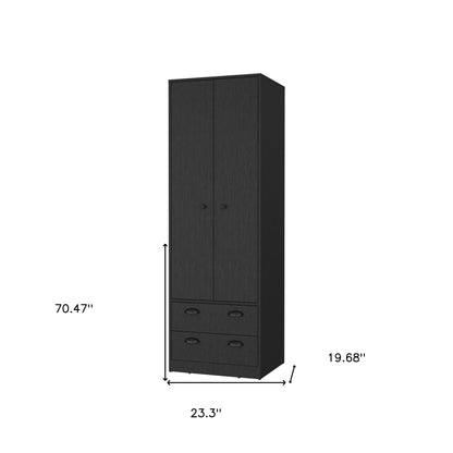 Commode combinée noire à deux tiroirs de 23 po